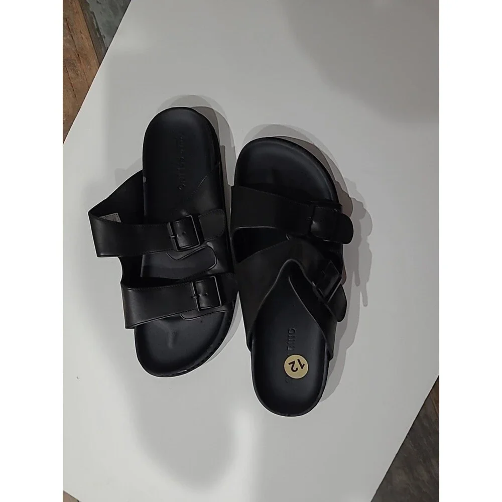 Call It Spring Men's 12 Black Double Strap Sandals Faux Birkenstock Sandals NWD
